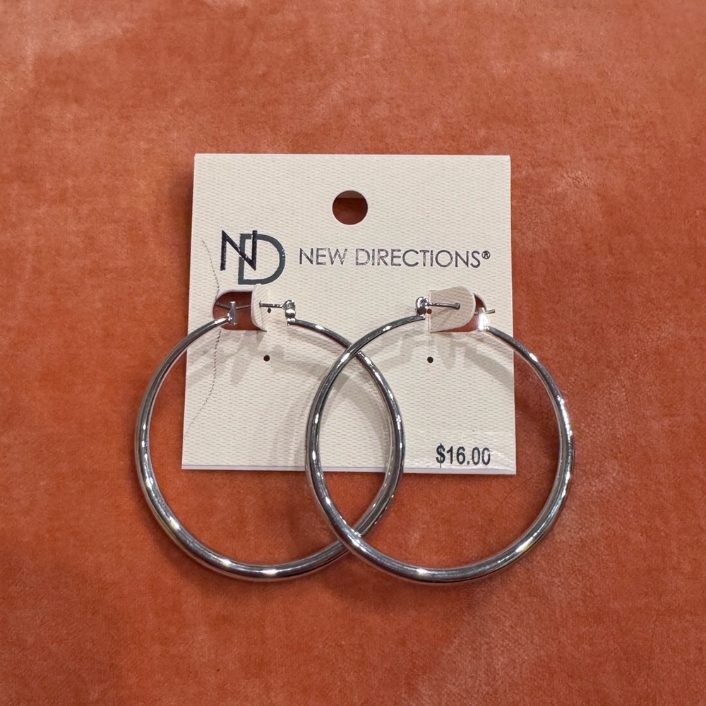New Directions Classic Silver Hoops